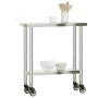 Mesa de trabajo de cocina con ruedas acero inox 82,5x30x85 cm de , Restauración - Ref: Foro24-376460, Precio: 129,72 €, Descu...