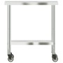 Mesa de trabajo de cocina con ruedas acero inox 82,5x30x85 cm de , Restauración - Ref: Foro24-376460, Precio: 129,72 €, Descu...