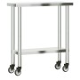 Mesa de trabajo de cocina con ruedas acero inox 82,5x30x85 cm de , Restauración - Ref: Foro24-376460, Precio: 129,72 €, Descu...
