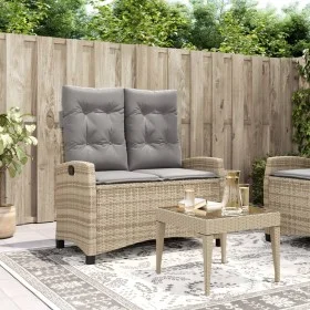 Sillón reclinable de jardín con cojines ratán sintético beige de , Bancos de jardín - Ref: Foro24-368230, Precio: 198,92 €, D...