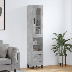Aparador de madera contrachapada gris hormigón 34,5x34x180 cm de , Aparadores - Ref: Foro24-3199325, Precio: 112,84 €, Descue...