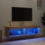 Muebles para TV con luces LED 2 uds roble Sonoma 60x30x30 cm de , Muebles TV - Ref: Foro24-837132, Precio: 83,65 €, Descuento: %