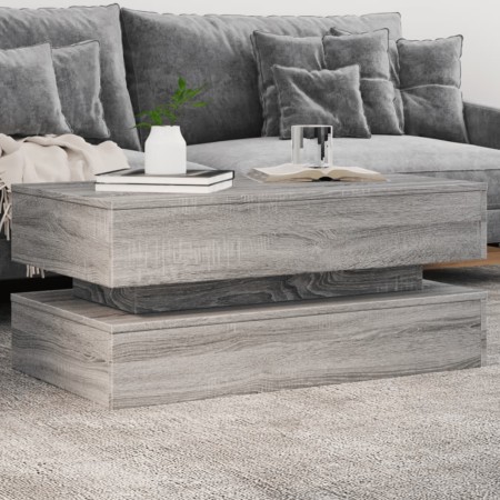 Mesa de centro con luces LED gris Sonoma 90x50x40 cm de , Mesas de centro - Ref: Foro24-839866, Precio: 114,64 €, Descuento: %