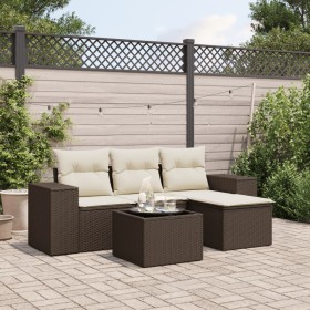 Set comedor de jardín 5 piezas y cojines ratán sintético marrón de , Conjuntos de jardín - Ref: Foro24-3254820, Precio: 329,1...