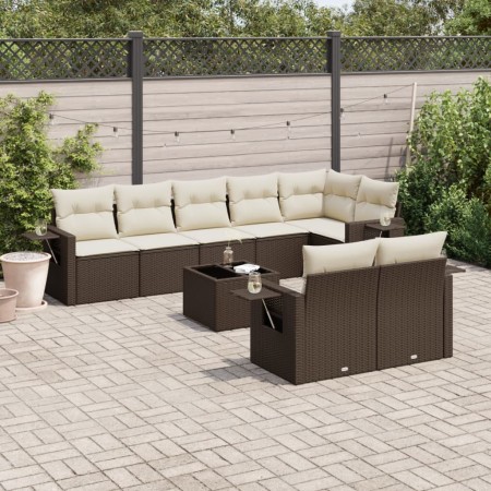 Set de sofás de jardín 9 pzas y cojines ratán sintético marrón de , Conjuntos de jardín - Ref: Foro24-3252770, Precio: 627,89...