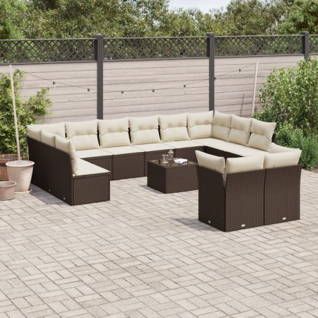 Set de sofás de jardín con cojines 13 piezas ratán PE marrón de , Conjuntos de jardín - Ref: Foro24-3218443, Precio: 848,42 €...