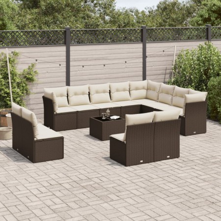 Set de sofás de jardín con cojines 13 piezas ratán PE marrón de , Conjuntos de jardín - Ref: Foro24-3218483, Precio: 810,25 €...