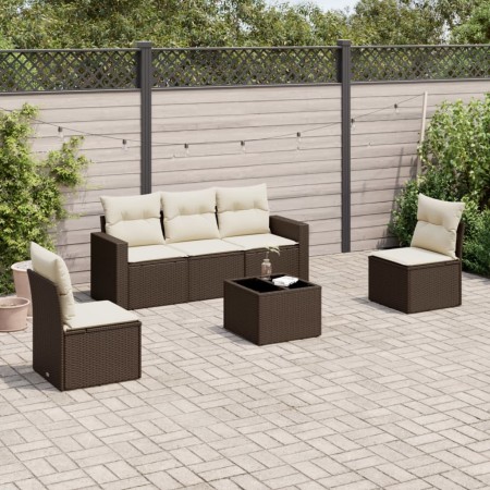 Set sofás de jardín 6 piezas y cojines ratán sintético marrón de , Conjuntos de jardín - Ref: Foro24-3218793, Precio: 347,52 ...