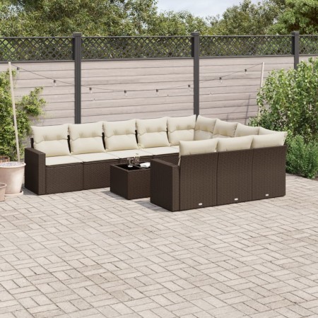 Set de sofás de jardín 11 pzas cojines ratán sintético marrón de , Sofás modulares de exterior - Ref: Foro24-3251840, Precio:...