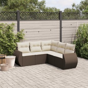 Set comedor de jardín 5 piezas y cojines ratán sintético marrón de , Conjuntos de jardín - Ref: Foro24-3253690, Precio: 382,0...