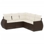 Set comedor de jardín 5 piezas y cojines ratán sintético marrón de , Conjuntos de jardín - Ref: Foro24-3253690, Precio: 382,0...