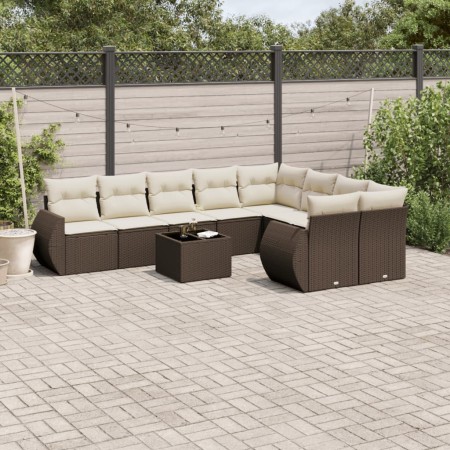 Set de sofás de jardín 10 pzas y cojines ratán sintético marrón de , Conjuntos de jardín - Ref: Foro24-3254190, Precio: 676,5...
