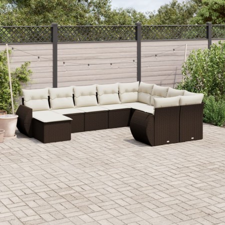 Set de sofás de jardín 10 pzas y cojines ratán sintético marrón de , Conjuntos de jardín - Ref: Foro24-3254200, Precio: 676,5...