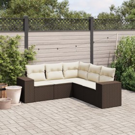 Set comedor de jardín 5 piezas y cojines ratán sintético marrón de , Conjuntos de jardín - Ref: Foro24-3222552, Precio: 372,4...