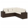 Set comedor de jardín 5 piezas y cojines ratán sintético marrón de , Conjuntos de jardín - Ref: Foro24-3222552, Precio: 372,4...