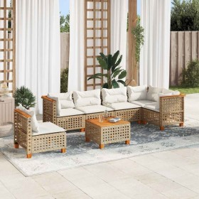 Set sofás de jardín 7 piezas y cojines ratán sintético beige en Conjuntos de jardín | Comprar online en Foru.es