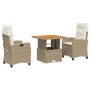 Set comedor de jardín 3 pzas con cojines ratán sintético beige de , Conjuntos de jardín - Ref: Foro24-3277409, Precio: 391,47...