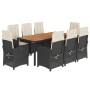 Set de comedor de jardín 9 pzas y cojines ratán sintético negro de , Conjuntos de jardín - Ref: Foro24-3212228, Precio: 1,00 ...