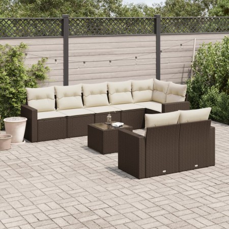 Set de sofás de jardín 9 pzas y cojines ratán sintético marrón de , Sofás modulares de exterior - Ref: Foro24-3251570, Precio...