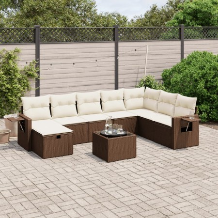 Set de sofás de jardín 9 pzas y cojines ratán sintético marrón de , Conjuntos de jardín - Ref: Foro24-3263909, Precio: 566,82...