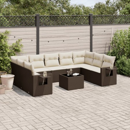 Set de sofás de jardín 10 pzas y cojines ratán sintético marrón de , Conjuntos de jardín - Ref: Foro24-3252950, Precio: 666,0...