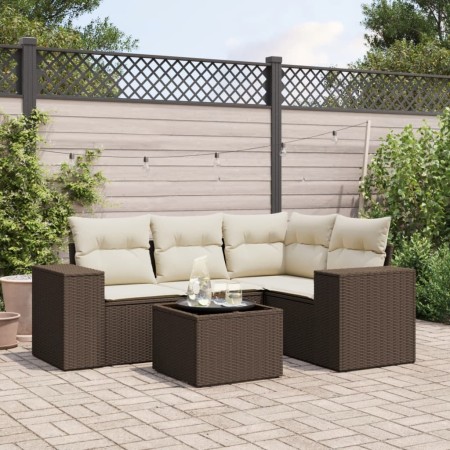 Set comedor de jardín 5 piezas y cojines ratán sintético marrón de , Conjuntos de jardín - Ref: Foro24-3254860, Precio: 368,9...