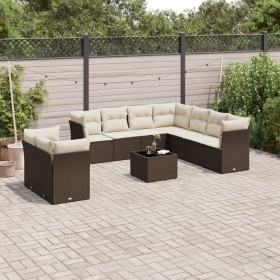 Set de sofás de jardín 10 pzas y cojines ratán sintético marrón de , Conjuntos de jardín - Ref: Foro24-3249692, Precio: 683,4...