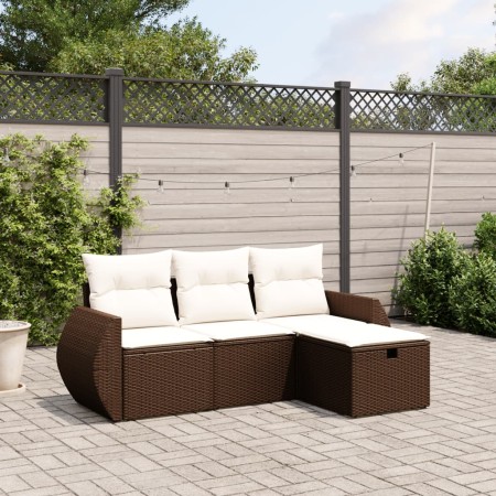 Set de sofás de jardín 4 pzas y cojines ratán sintético marrón de , Conjuntos de jardín - Ref: Foro24-3264069, Precio: 274,26...