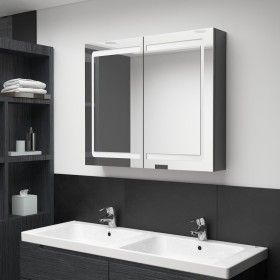 Armario de baño con espejo LED gris brillante 80x12x68 cm de vidaXL, Tocadores de baño - Ref: Foro24-326514, Precio: 163,02 €...