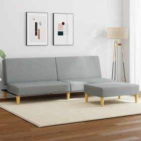 Sofá cama de 2 plazas con taburete tela gris claro de , Sofás - Ref: Foro24-3216224, Precio: 289,30 €, Descuento: %
