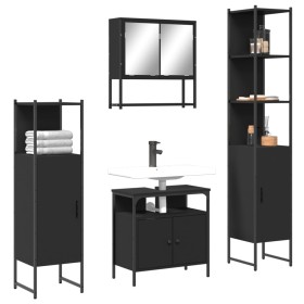 Juego de muebles de baño 4 pzas madera contrachapada negro de , Muebles de baño - Ref: Foro24-3214705, Precio: 237,34 €, Desc...