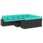 Set de sofás de jardín 11 pzas y cojines ratán sintético negro de , Conjuntos de jardín - Ref: Foro24-3219487, Precio: 827,20...