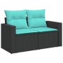 Set de sofás de jardín 11 pzas y cojines ratán sintético negro de , Conjuntos de jardín - Ref: Foro24-3219487, Precio: 827,20...