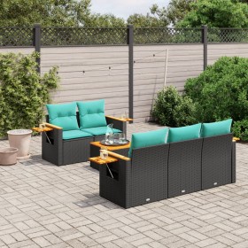 Set de sofás de jardín 6 pzas con cojines ratán sintético negro de , Conjuntos de jardín - Ref: Foro24-3226624, Precio: 482,2...