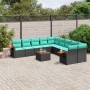 Set de sofás de jardín 11 pzas y cojines ratán sintético negro de , Conjuntos de jardín - Ref: Foro24-3227198, Precio: 815,60...