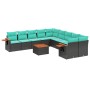 Set de sofás de jardín 11 pzas y cojines ratán sintético negro de , Conjuntos de jardín - Ref: Foro24-3227198, Precio: 815,60...