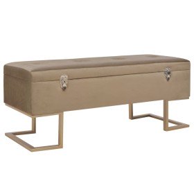 Banco con compartimento 105 cm beige de terciopelo en Bancos para recibidores y almacenamiento | Comprar online en Foru.es