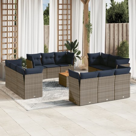 Set sofás de jardín con cojines 13 piezas ratán sintético gris de , Conjuntos de jardín - Ref: Foro24-3255872, Precio: 1,00 €...