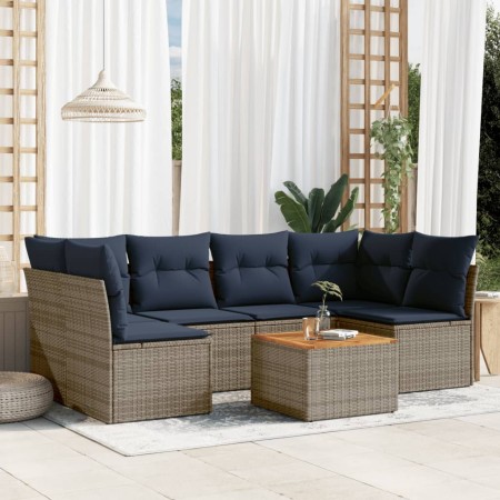 Set de sofás de jardín 7 pzas con cojines ratán sintético gris de , Conjuntos de jardín - Ref: Foro24-3255893, Precio: 484,08...