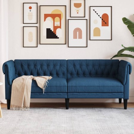 Sofá Chesterfield de 3 plazas tela azul de , Sofás - Ref: Foro24-372562, Precio: 334,46 €, Descuento: %