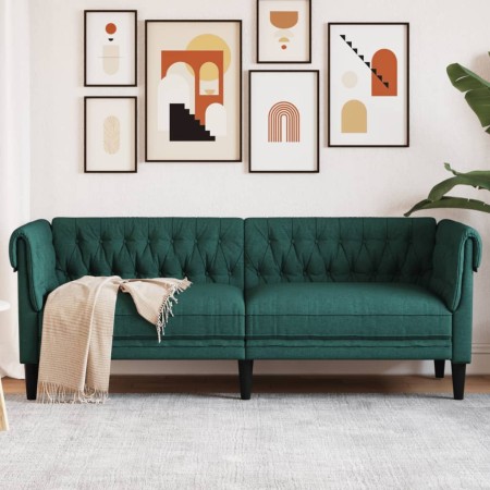 Sofá Chesterfield de 3 plazas tela verde oscuro de , Sofás - Ref: Foro24-372560, Precio: 350,49 €, Descuento: %