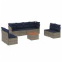 Set de sofás de jardín 9 pzas con cojines ratán sintético gris de , Conjuntos de jardín - Ref: Foro24-3255914, Precio: 622,35...