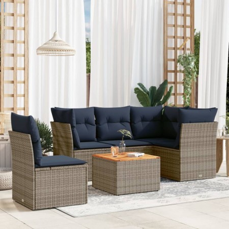 Set de sofás de jardín 6 pzas con cojines ratán sintético gris de , Conjuntos de jardín - Ref: Foro24-3255977, Precio: 440,79...