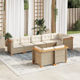 Set de sofás de jardín y cojines 8 piezas ratán sintético beige en Conjuntos de jardín | Comprar online en Foru.es
