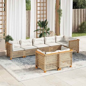 Set de sofás de jardín y cojines 8 piezas ratán sintético beige en Conjuntos de jardín | Comprar online en Foru.es