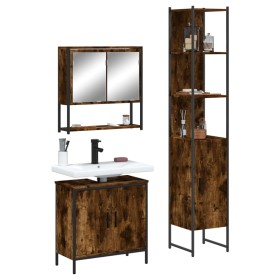 Set de muebles baño 3 pzas madera contrachapada roble ahumado de , Muebles de baño - Ref: Foro24-3214682, Precio: 191,94 €, D...