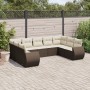 Set de sofás de jardín 9 pzas y cojines ratán sintético marrón de , Sofás modulares de exterior - Ref: Foro24-3221802, Precio...