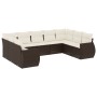 Set de sofás de jardín 9 pzas y cojines ratán sintético marrón de , Sofás modulares de exterior - Ref: Foro24-3221802, Precio...