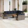 Set de sofás de jardín 11 pzas y cojines ratán sintético gris de , Conjuntos de jardín - Ref: Foro24-3256033, Precio: 772,71 ...
