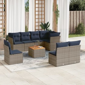 Set de sofás de jardín 9 pzas con cojines ratán sintético gris de , Conjuntos de jardín - Ref: Foro24-3256019, Precio: 639,99...